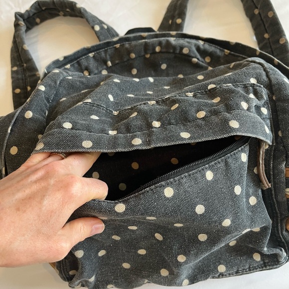 Denim Polka Dot Backpack, Great Condition - Picture 4 of 5
